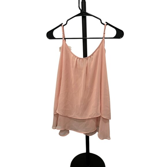 Lauren Conrad Peach Layered Chiffon Cropped Tank Top Floral Y2K Romantic SZ XL - Picture 2 of 9